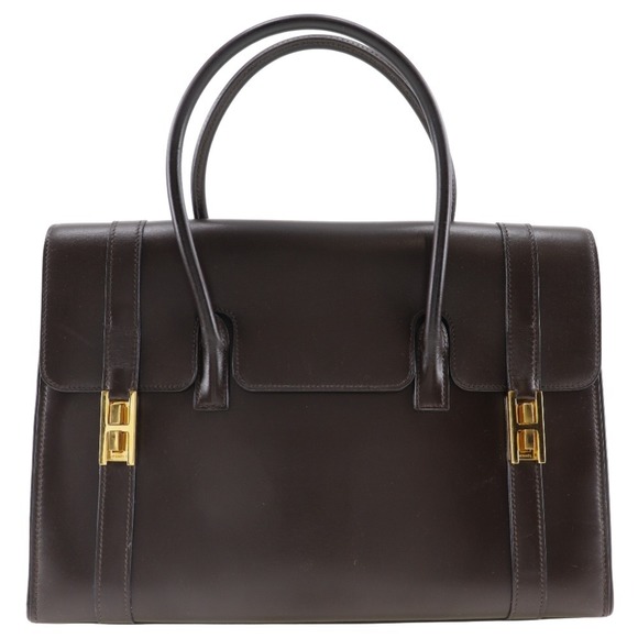 Hermes HERMES Drag 30 Handbag Box Calf Brown A5 Flap Women's - Picture 1 of 15